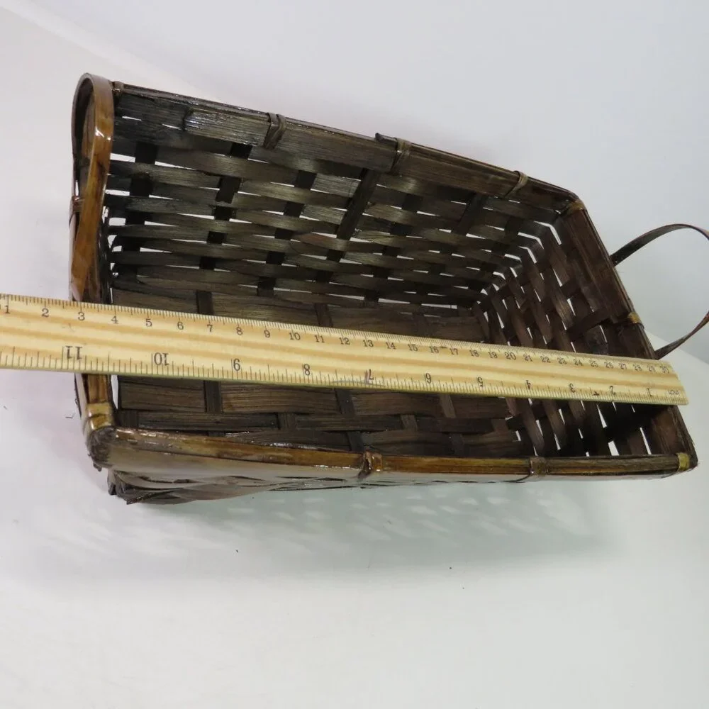 Dark bent wood basket with high gloss 11x7